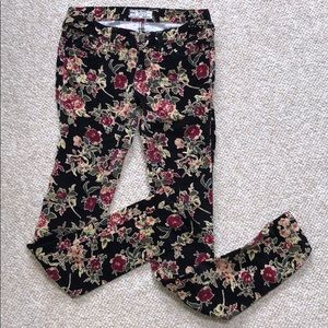 Free People Sz 24 floral corduroy